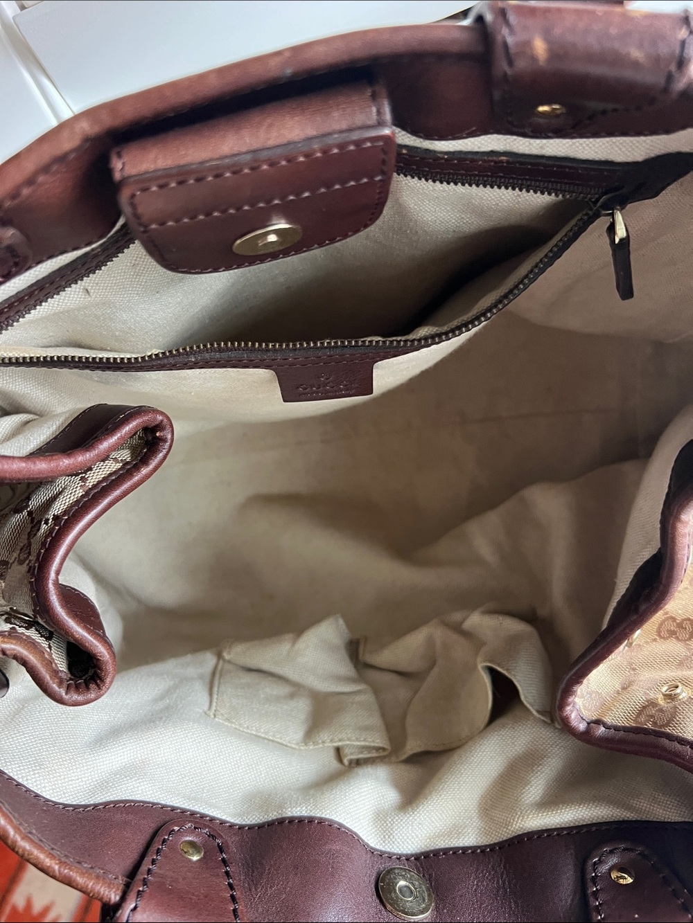 Gucci Brown GG Canvas Top-Handle Satchel with Gold Hardware - Picture 5 of 17
